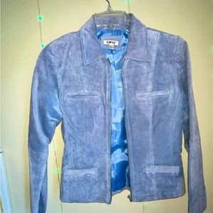 Vintage Blue Suede Leather Jacket